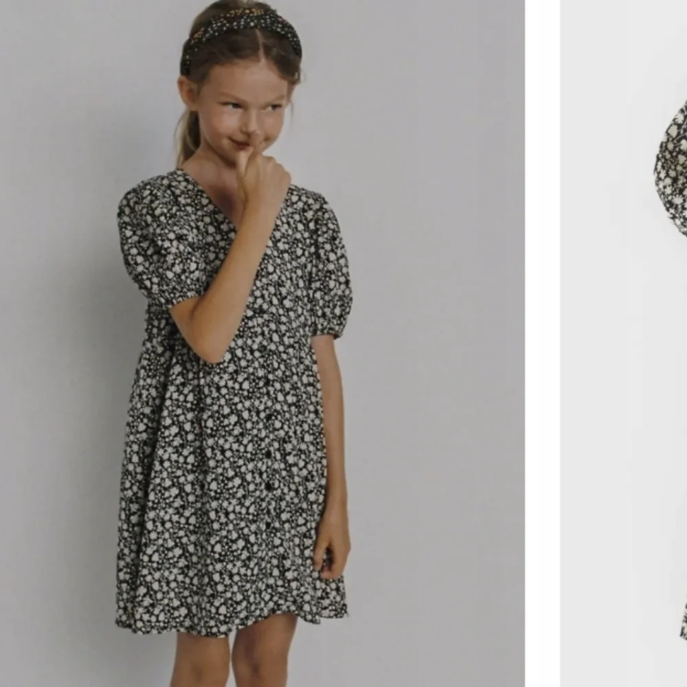 Zara‎ | Puff Shoulder Floral Button Dress